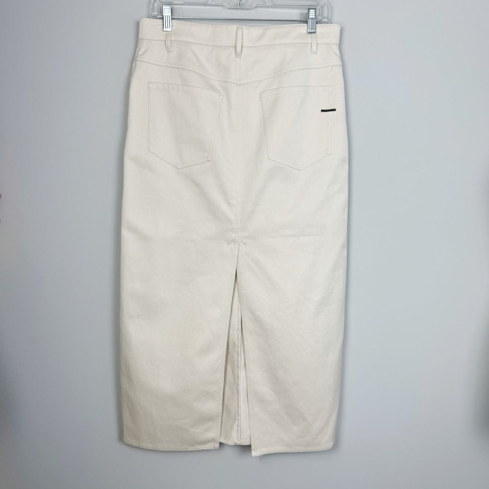 BRUNELLO CUCINELLI | NEW Greige Tan Cotton Denim Midi Skirt Women’s Size 6 - Picture 10 of 16